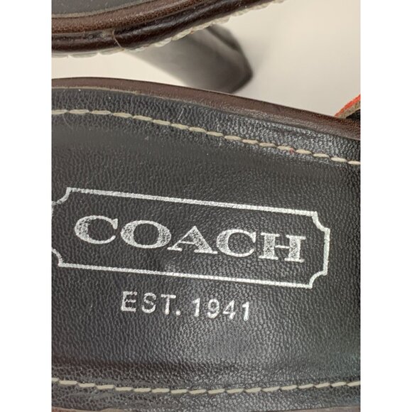 Coach Cleo Red Suede High Heel Mule Shoe Size 6.5M Platform 7938 Buckle Italy - Picture 4 of 9
